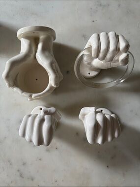 Iconic Nancy Funk Set Ceramic Hands Cup Holder, Towel Ring, Toilet/Towel Holder